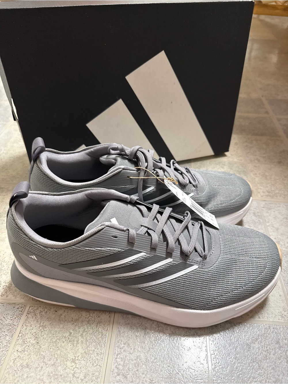 adidas Men's Gray JogIt Athletic Running Shoes with White Stripes